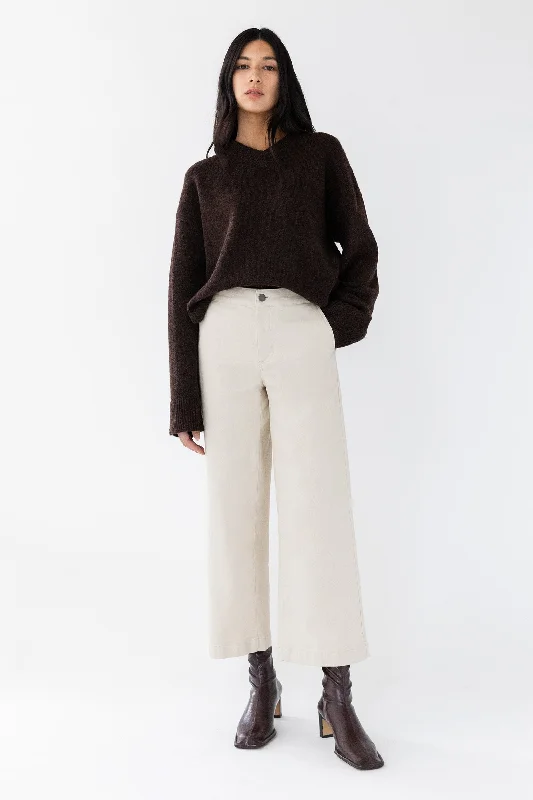 CROPPED LENGTH 26" TWILL WIDE LEG PANT