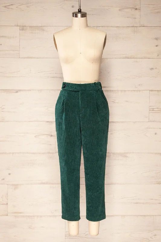 Jakarta Green | Corduroy High-Waisted Pants