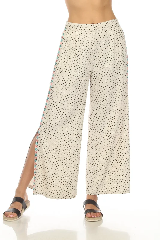 Johnny Was JWLA Akira Polka Dot High Slit Wide Leg Pants Boho Chic J67423