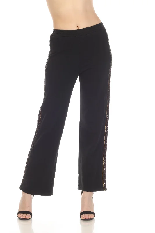 Johnny Was JWLA Black Brenda Sequin Pull-On Sweatpants Boho Chic J65722