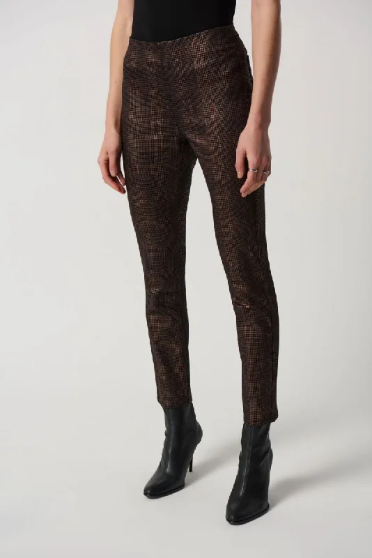 Joseph Ribkoff Black/Bronze Houndstooth Pull On Skinny Ankle Pants 234925