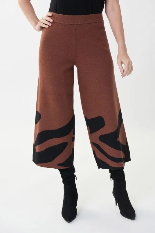 Joseph Ribkoff Black/Toffee Animal Print Sweater Culotte Pants 223949