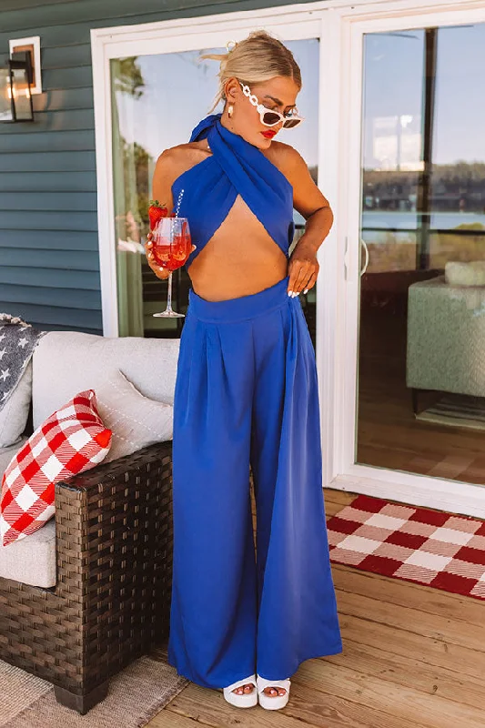 Nearly Famous High Waist Pants In Royal Blue