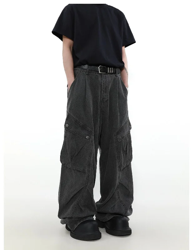 Oversized Slant Pocket Wide Jeans