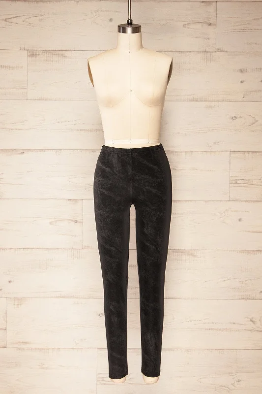 Syracuse | Black Faux Suede High-Waisted Leggings