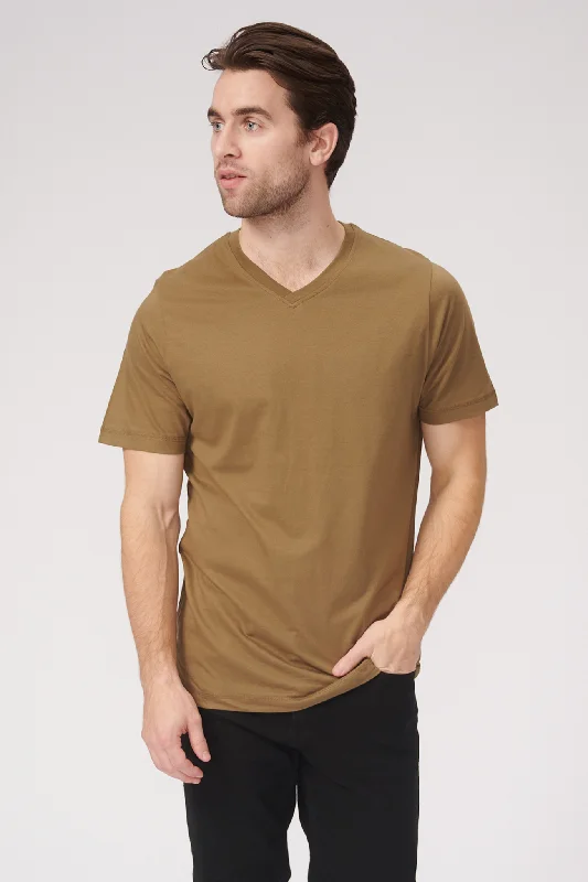 Basic V-neck t-shirt - Oliven