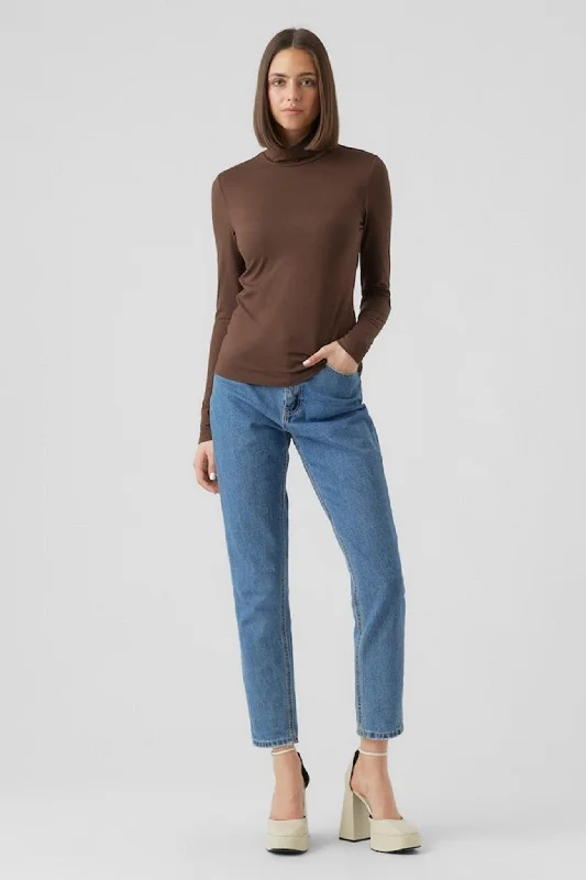 Ina High Neck Top - Coffee Bean