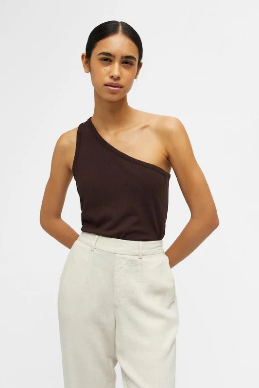 Luca One Shoulder Top - Brun