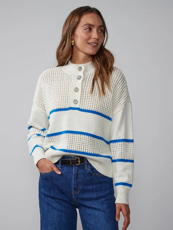 Striped Quarter Button Sweater