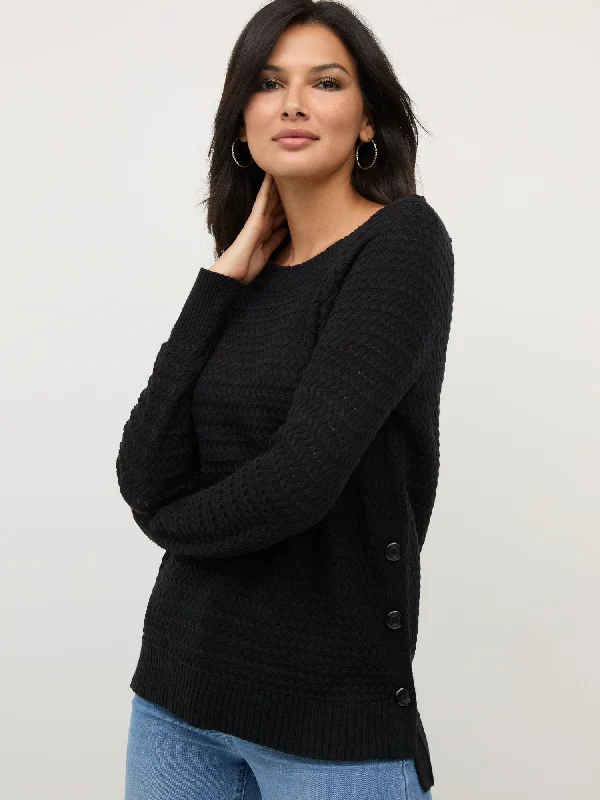 Asymmetric Side-Button Tunic Sweater