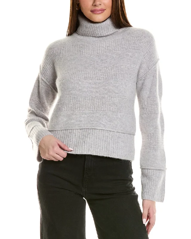 Design History Exposed Seam Turtleneck Cashmere Sweater