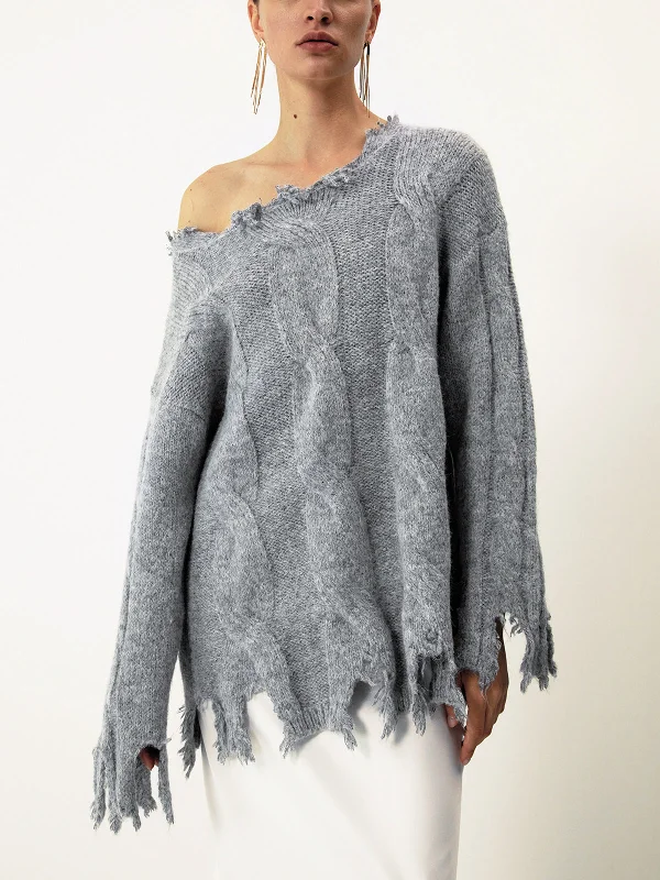 Leisure Ripped Graceful Detail Sweater