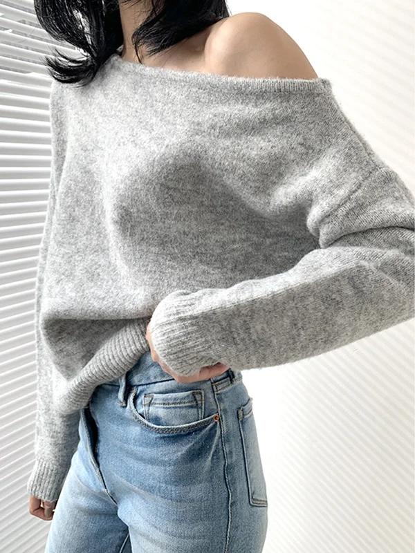 One Shoulder Graceful Asymmetric Sweater