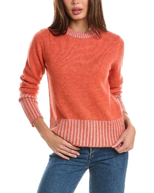 Forte Cashmere Plaited High Rib Crew Cashmere Sweater