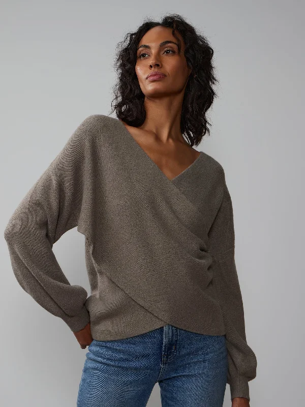 Long Sleeve Wrap Front Sweater