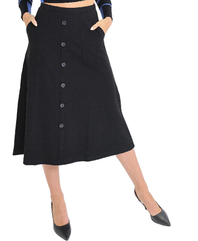 A-Line Midi Skirt w/ Buttons