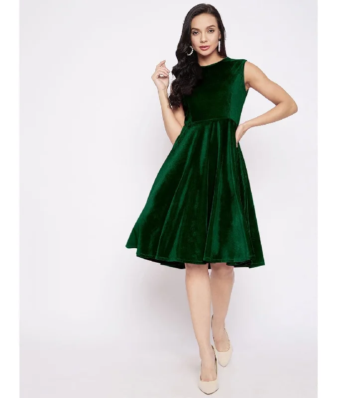 Stretchable Velvet Skater Dress