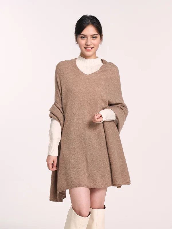 100% Cashmere Pullover Poncho Sweater