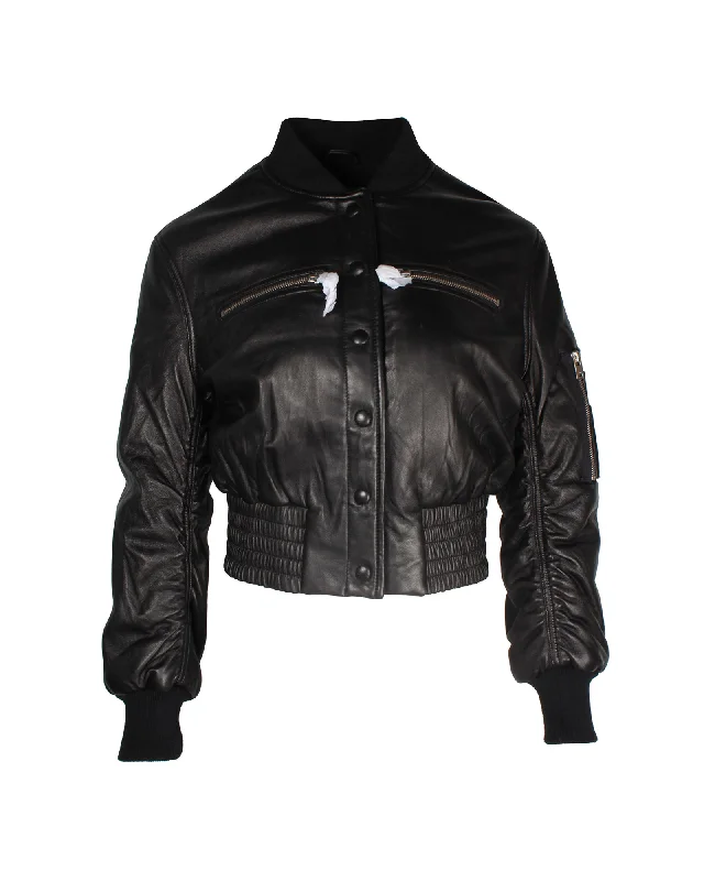 Iro Colombe Bomber Jacket in Black Leather