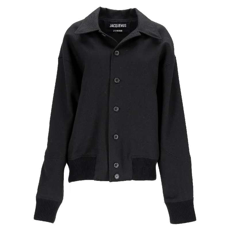 Jacquemus Le Chouchou 'Le Bomber Feltro' Bomber Jacket in Black Wool