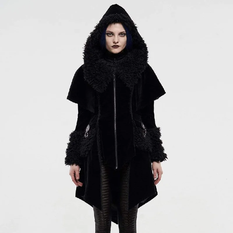 Women's Gothic Fake Two Pieces Hooded Cloak Coats