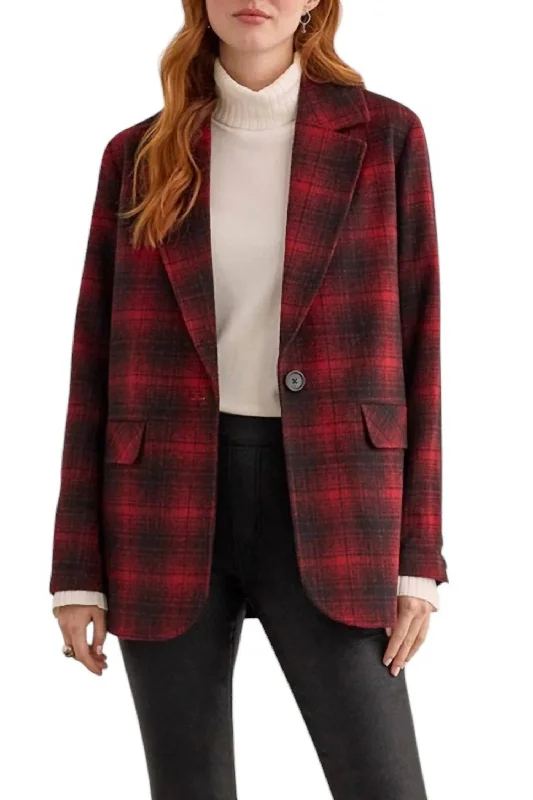 Lined Long-Sleeve Jacket In Earth Red