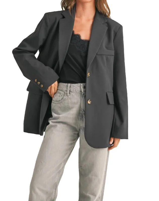 Sleek Oversize Blazer In Charcoal