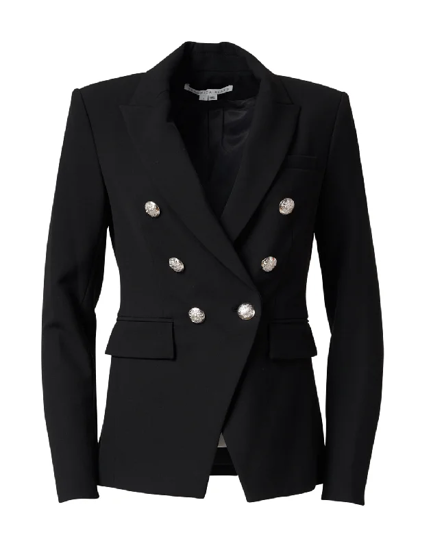 Veronica Beard Women's Millery Dickey Black Wool Lined Double Breasted Blazer