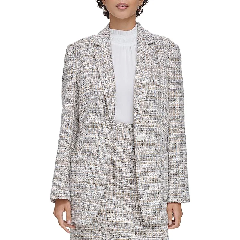 Womens Tweed Suit Separate One-Button Blazer