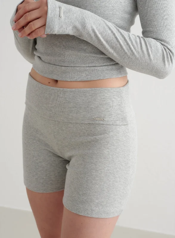 Grey Melange Ease Ribbed Shorts